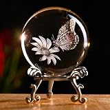 IFOLAINA 60mm Crystal Ball 3D Butterfly Paperweight Glass Sphere Decoration