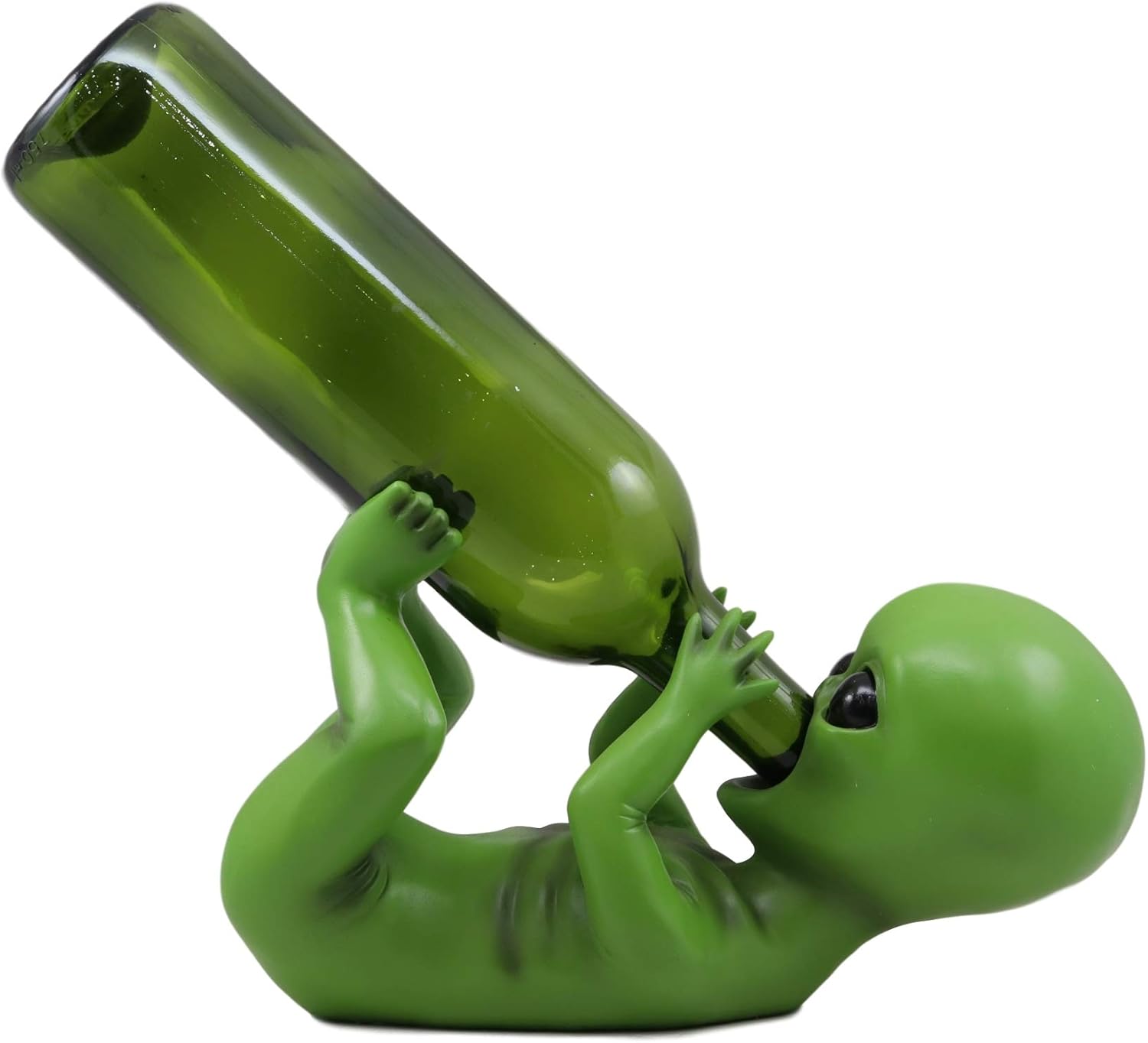 Ebros ET Green Roswell UFO Alien Wine Holder Statue Extra Terrestrial Outer Space Colony Oil Bottle Caddy Figurine Kitchen As Science Fiction Decor for Party (Green)