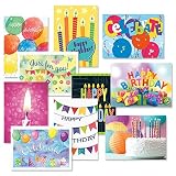 Graphic Birthday Greeting Cards Value Pack - Set of 20 (10 designs), Large 5" x 7", Happy Birthday Cards with Sentiments Inside