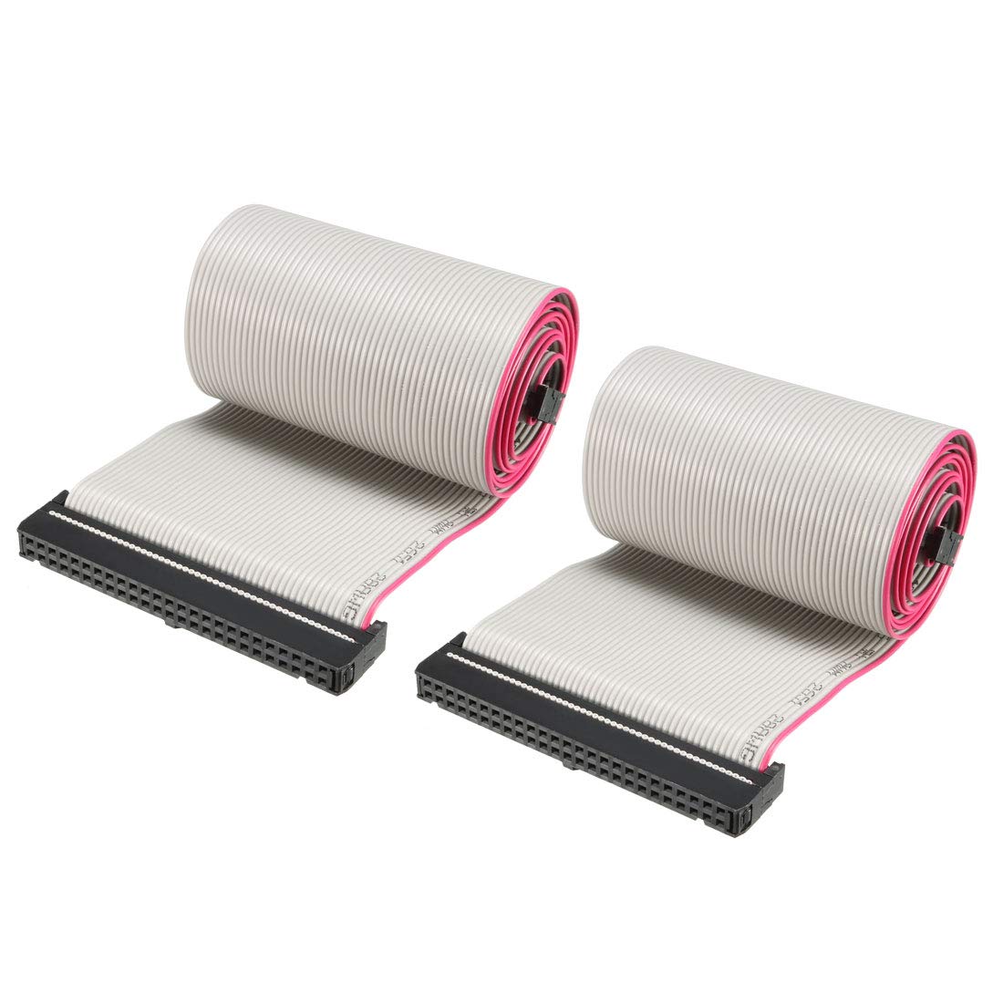 sourcing map IDC Gray Wire Flat Ribbon Cable 50 Pins 128cm Length 2.54mm Pitch 2pcs Type-C