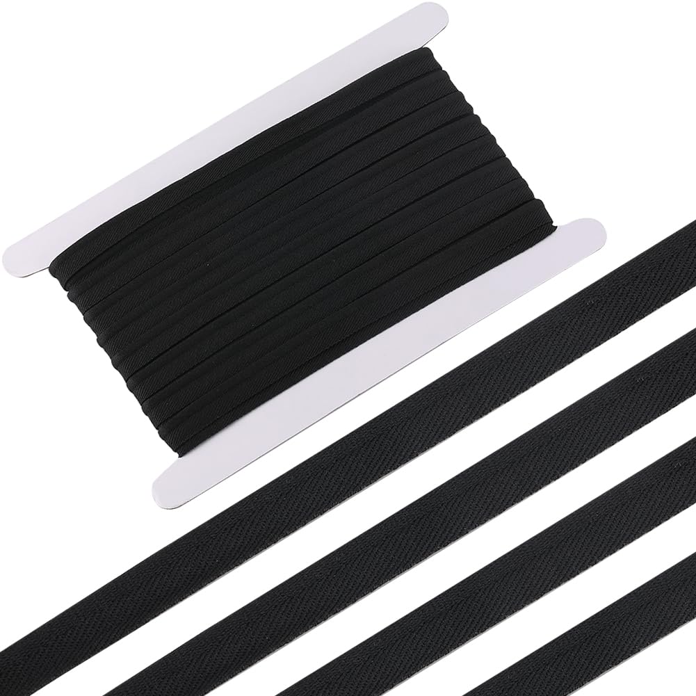 GORGECRAFT 10 Yards*11mm Piping Bias Tape Black Piping Trim Cord Polyester Ribbons for Sewing Craft Binding Tape Hemming Sewing Seaming Quilting Clothing Accessories Wrapping Cord Trim