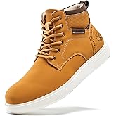 FLYLAND Men's Fashion Sneaker Chukka Boots Lace Up Leather Ankle Dress Boot Lightweight Non-Slip Walking Shoes