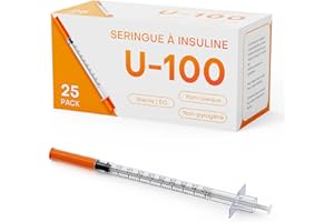U-100 0.5ml Insulin Syringes 31G 1/4 Inch (6mm) with Needle, Individually Wrapped, Pack of 25