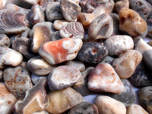 Rock Tumbler Gem Refill Kit - Botswana Agate Rough, S. Africa, Bold Banding, 8 oz