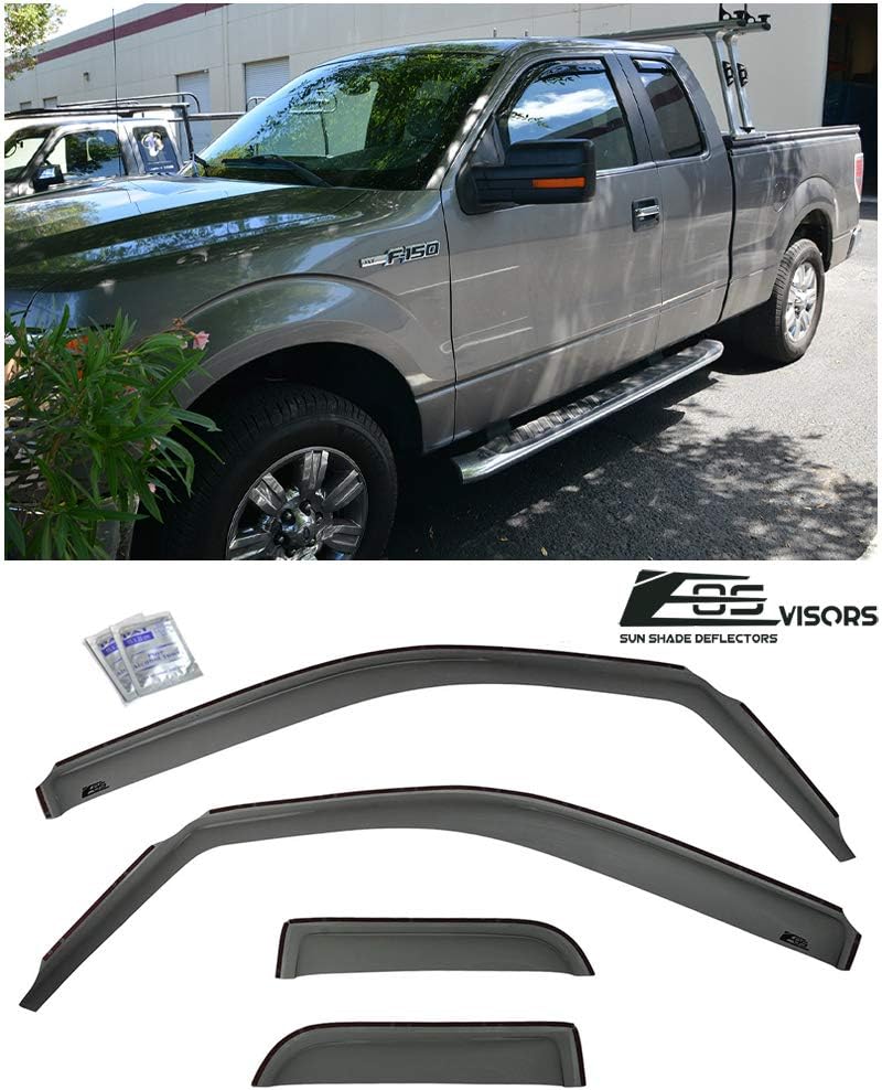 back window for ford f150 on Amazon Com For 2004 2014 Ford F 150 Extended Cab Eos Visors In Channel Side Window Vents Rain Guard Deflectors Automotive