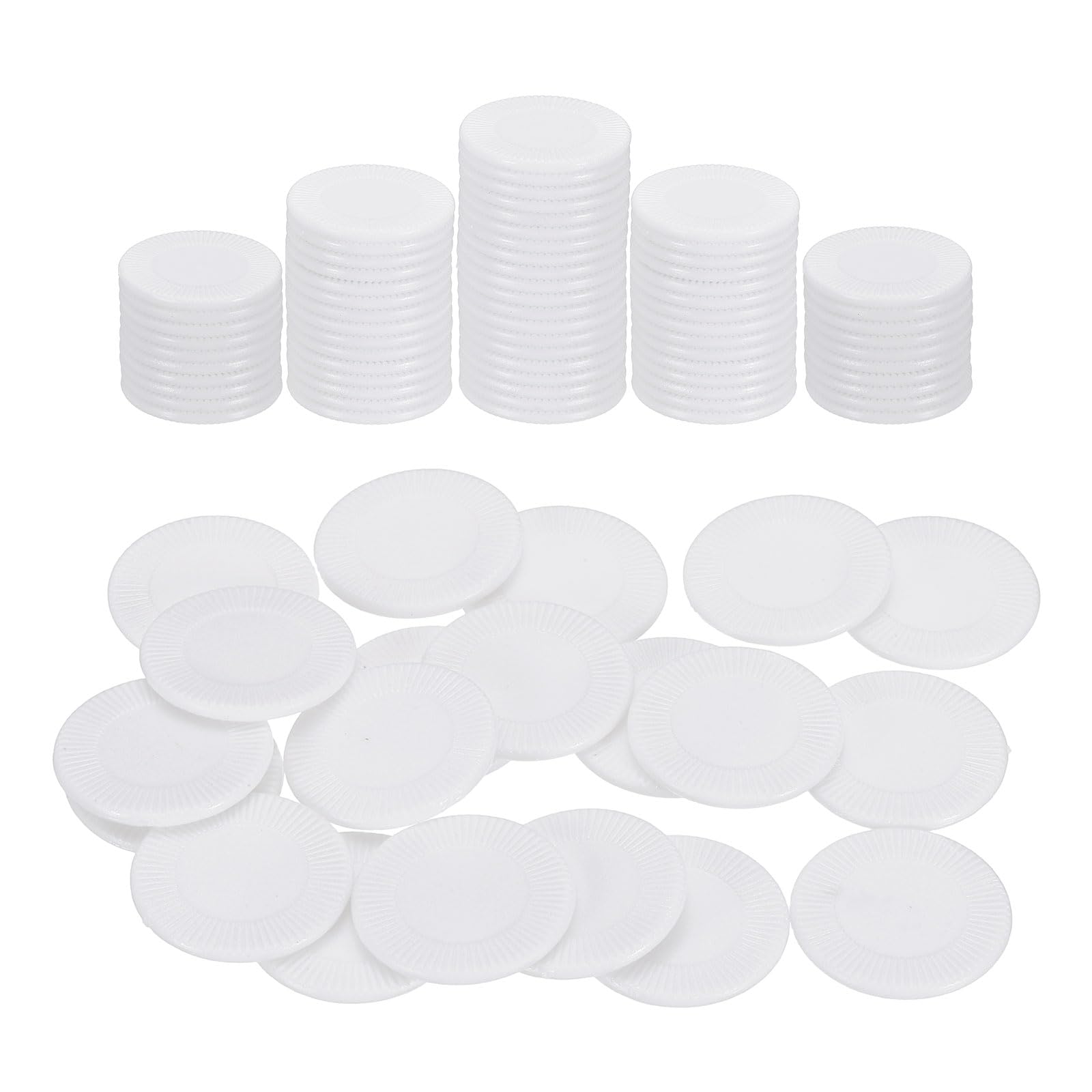 sourcing map 100Pcs Plastic Poker Chips, 0.9 Inch Mini Bingo Chips Learning Counters Counting Counters Disks Markers Opaque Game Tokens for Game Play Math Counting, White, Pattern โ image 1