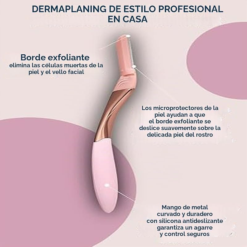 Intuition Dermaglow Razor para dermaplaning, ideal para esfoliar, modelar sobrancelhas, aparar e depilar pelos faciais, cor cor-de-rosa, 1 cabo e 2 recargas