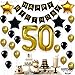 Gold 50th Birthday Decorations Kit – Large, Pack of 26 | Black and Gold 50th Birthday Banner with Mylar Star Balloons | 50 Birthday Balloon Set For 50 Year Old Birthday Decorations Party Supplies