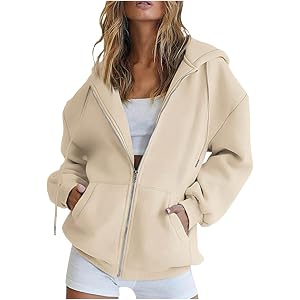 Zip Up Hoodie Women Oversized Y2K Casual Long Sleeve Zipper Sweatshirts | Fall Winter Comfy Track Jackets