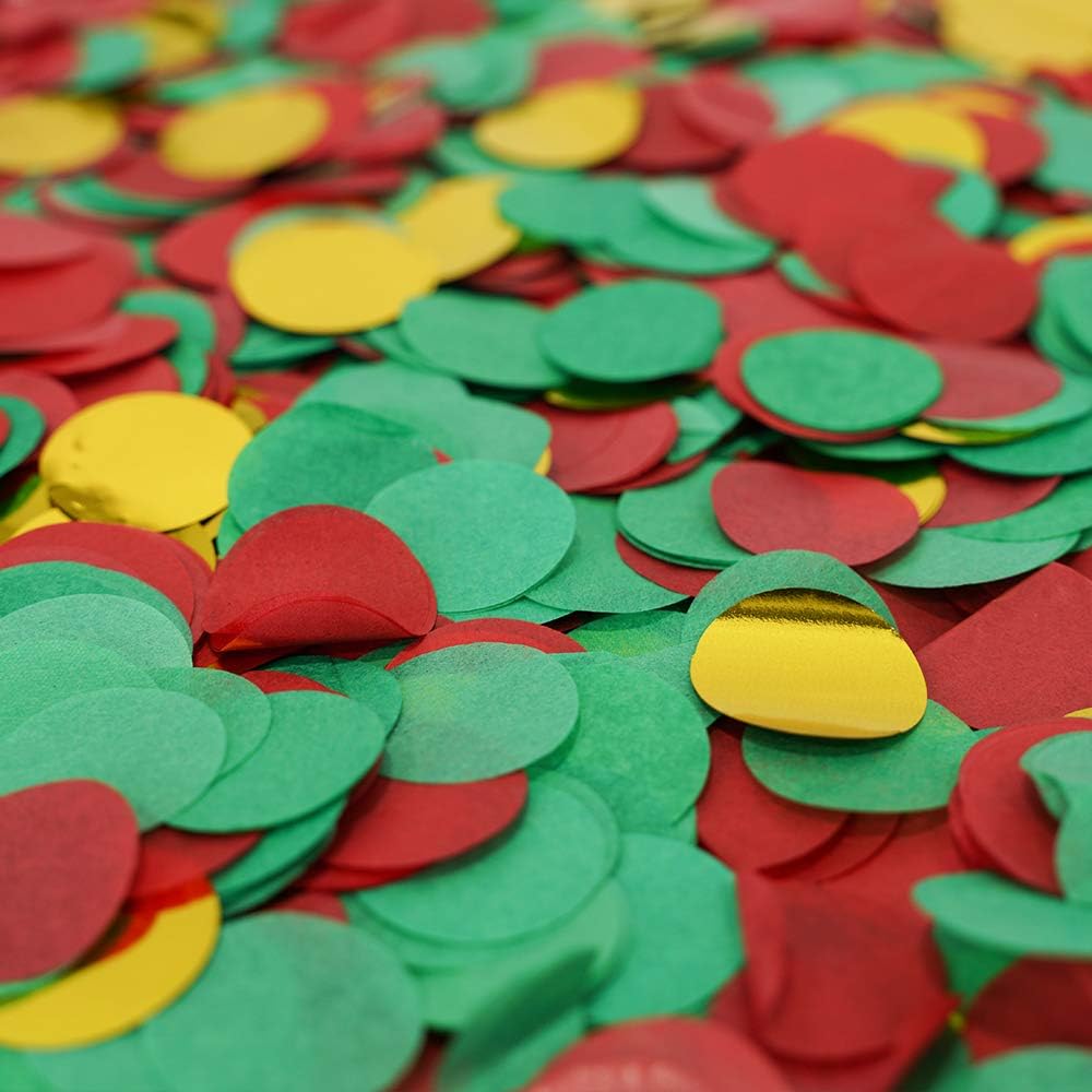 2.5cm Paper and Foil Confetti Christmas Mix Round Tissue Confetti 6000pcs for Parties Weddings Birthday Party Balloon Table Decoration (Red - Image 3