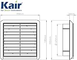Kair Brown 125mm Louvred Wall Vent Grille with Flyscreen 155mm Front view 7