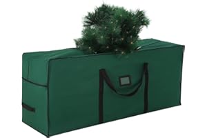 combocube Large Christmas Tree Storage Bag 7.5 ft, 600D Oxford Fabric Heavy Duty Christmas Tree Container, Waterproof Xmas Artificial Tree Storage Box with Reinforced Handles and Dual Zippers, Green