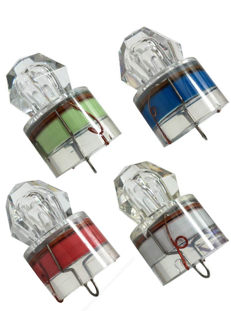 LED 4PACK Deep Drop Underwater Diamond Shape Fishing Flashing Light Bait Lure Squid, 350hrs Lifespan, 1000M Deep (Mixed Color)