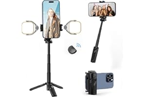ULANZI JJ02 Selfie Stick Tripod, Extendable Grip Phone Tripod with Detachable Remote Pocket Size, 3-in-1 Mini Phone Grip 2 Cold Shoe, 10m/393.7'' Wireless Shutter, Vlog Livestreaming Photography