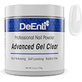 DeEnti Acrylic Nail Powder, Clear Acrylic Powder for Nails, Gel Clear 4oz | Bubble-free, chip-resistant Gel Clear acrylic powder for long-lasting nails, ideal for carving, extensions, and fake nails