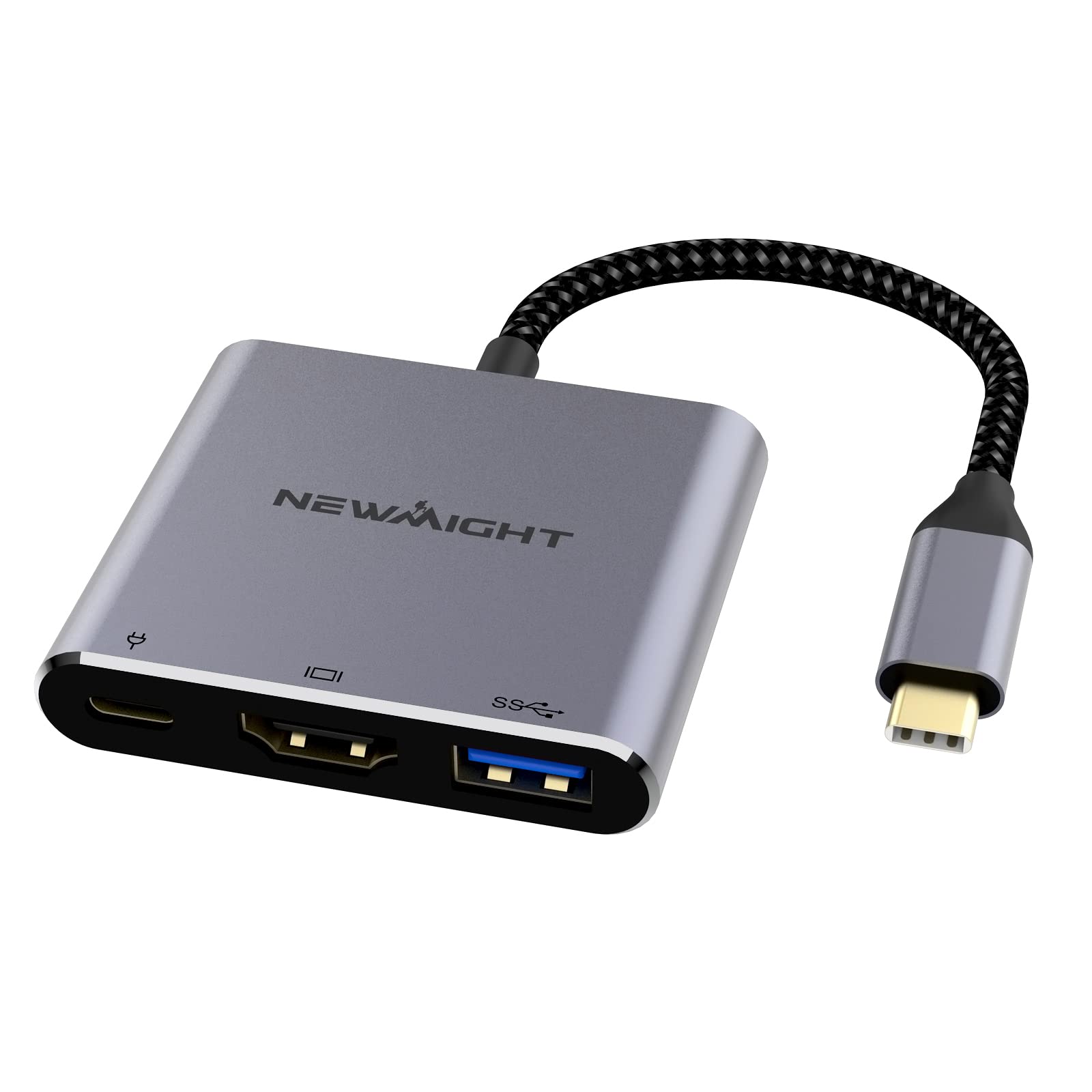 Newmight Upgraded USB-C Digital AV Multiport Adapter - USB-C to HDMI 4K Output, 100W Type C Charging Port, Compatible with MacBook, MacBook Pro/Air, iPad Pro