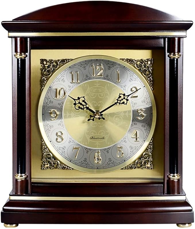 FMOGE Kaminuhr Massivholz Kaminuhr Nordic Retro Schreibtischuhr