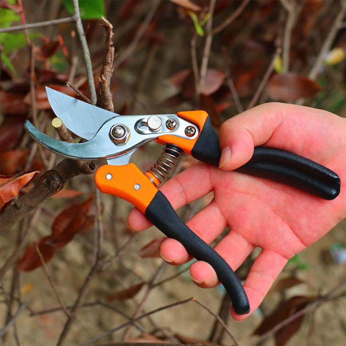 TOOLZYZ Pruning Shears, Hand Pruner with Stainless SK5 Steel Blades 8.6" Tree Trimmers Secateurs, Garden Shears Tools, Clippers for The Garden-Black : Garden & Outdoor