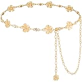 WELROG Metal Waist Chain Belt for Women - Pearls Gold Silver Chain Belts for Dresses Jeans