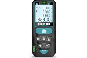Laser Measure,RockSeed Digital Laser Distance Meter with 2 Bubble Levels,Portable M/in/Ft Unit Switching Backlit LCD and Measuring Distance/Area/Volume/Pythagorean (Red Laser 328FT)
