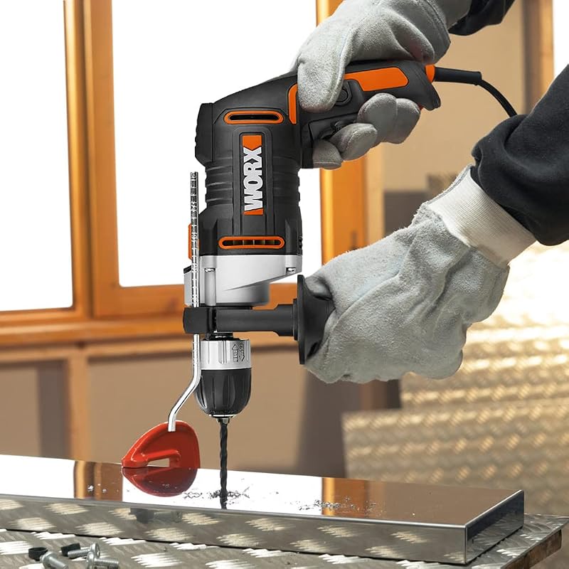 Furadeira de impacto 810w | worx | wx318 | 3.000 rpm | 48.000 ipm | mandril de perfuração de 13 mm | controle de velocidade variável | inclui estojo, 3 brocas hss e 3 brocas para concreto