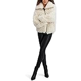 KARL LAGERFELD Women's Oversized Faux Fur Shag Zip Front Jacket