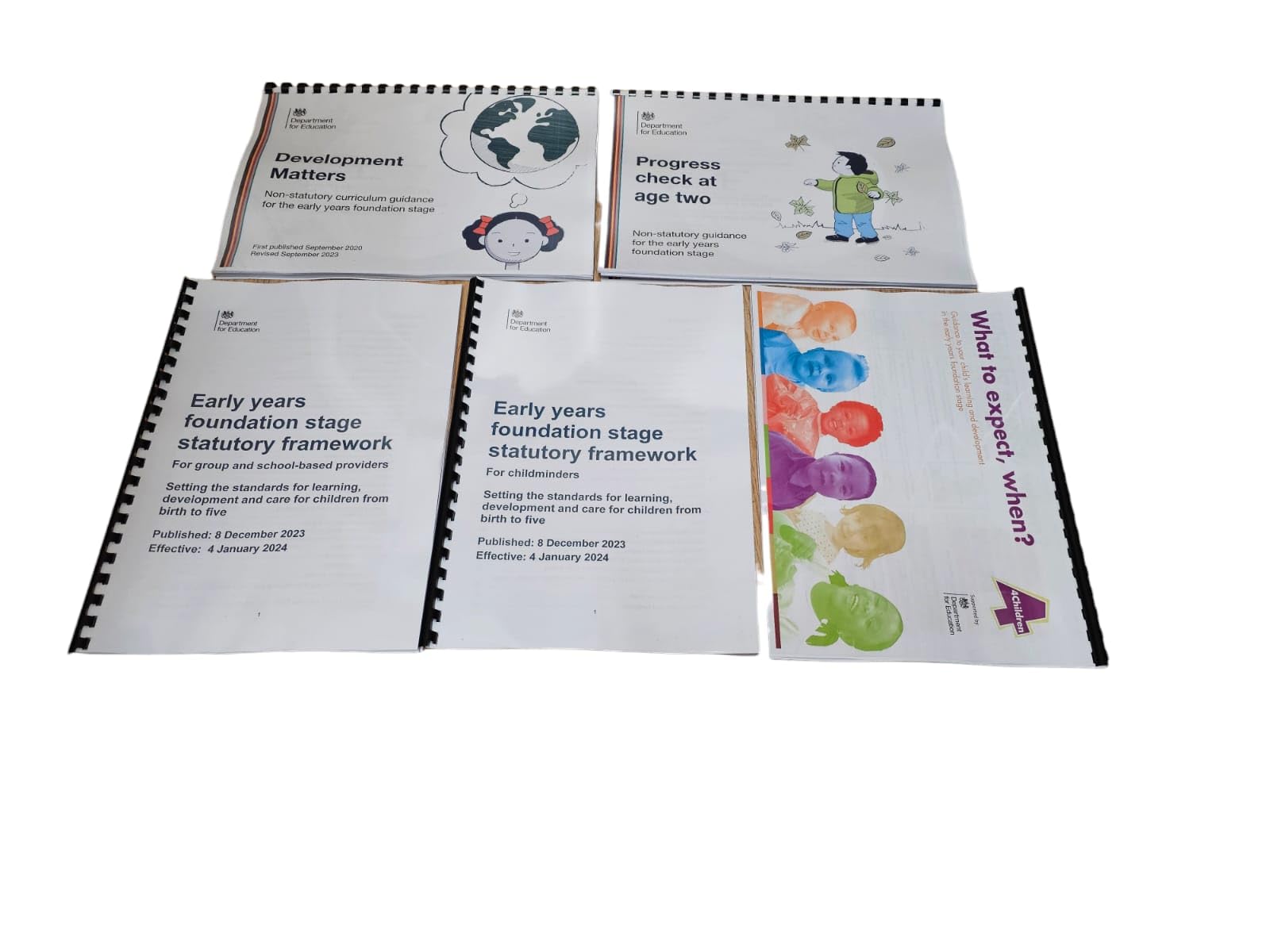 Development Matters, Statutory Framework for The Early Year’s Foundation Stage for Childminders & for Group and School-Based Providers, What to Expect, When? and Progress Check Stage 2-Updated