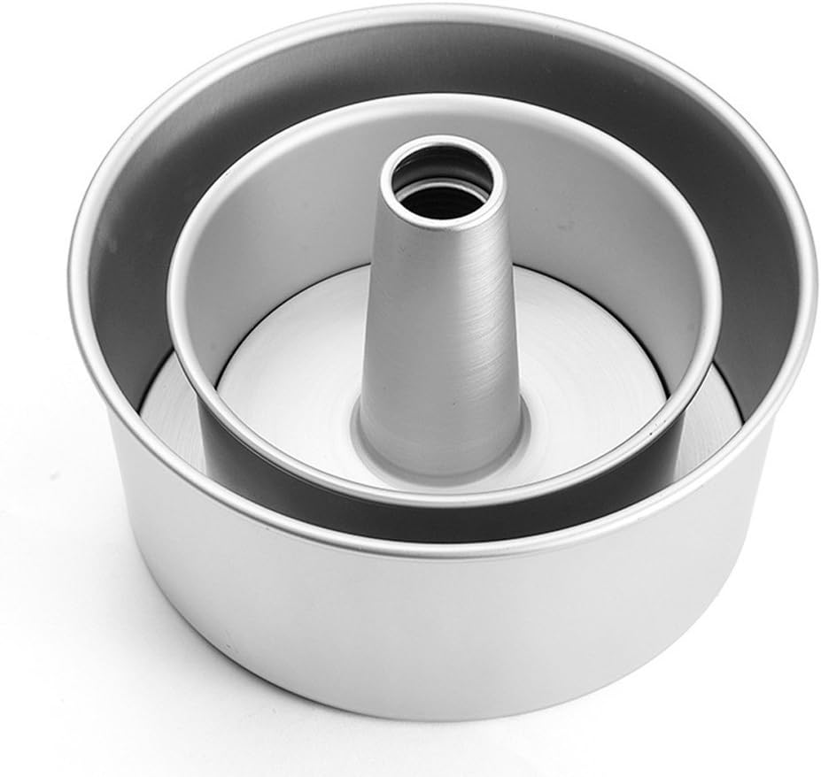 GDGY Aluminum Alloy Round Hollow Chiffon Cake Mold Angel Food Cake Pan Baking Mould with Removable Bottom (8inch)