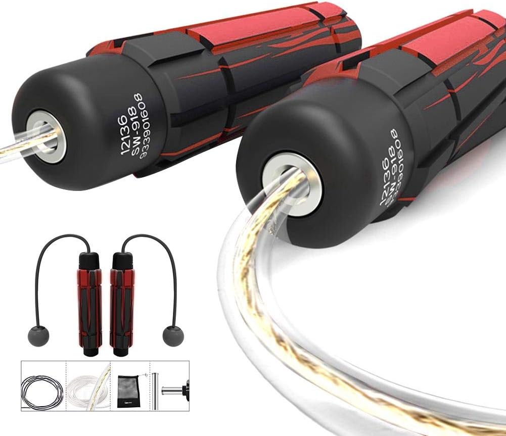 knowledgi Adjustable Jump Rope With Carrying Pouch - Cardio Jumping Rope For Men, Women, And Children Of All Heights And Skill Levels - For Skipping Rope