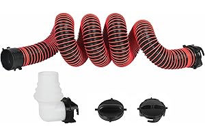 LITBM 10FT RV Sewer Hose, 24-Mil Heavy Duty TPE Material for Abrasion Resistance and Crush Protection, Camper Sewer Hose Kit with Pre-Attached Bayonet Fittings and 4-in-1 Adapter Elbow, Red