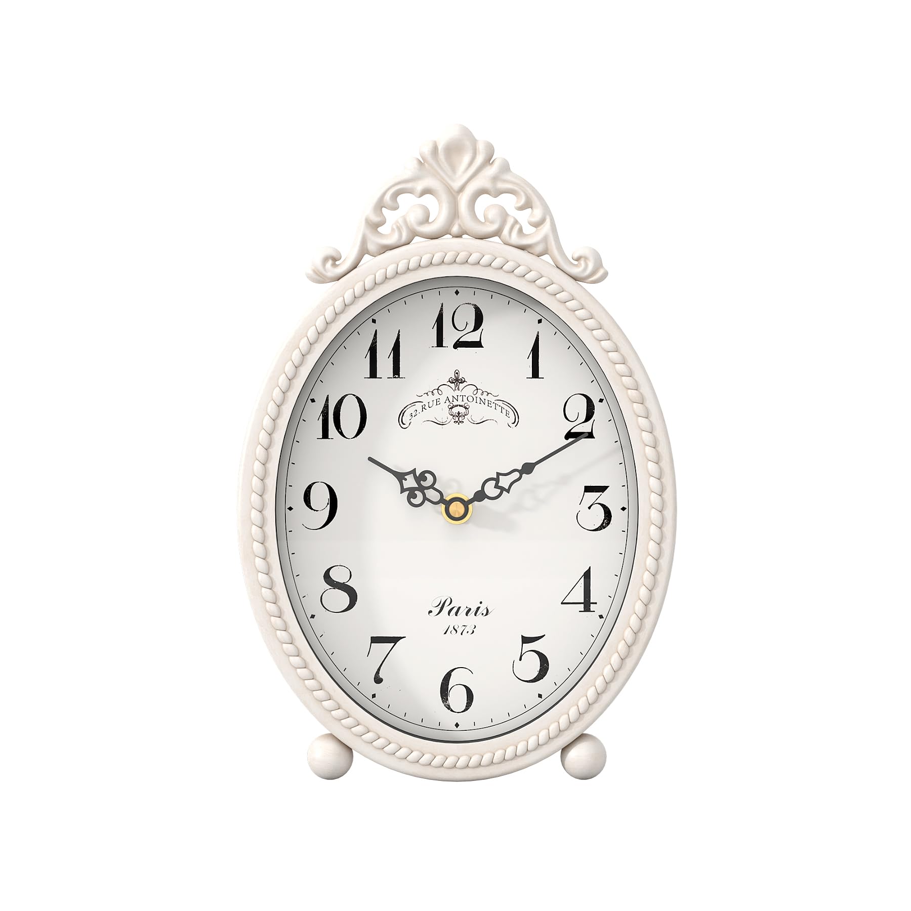 Abdurey Vintage Table Clock on Stand, Desk and Shelf Decorative Clock, French Rustic Style Antique White Mantel Clocks for Living Room,Farmhouse,Bedroom,Bedside,Gift Clocks