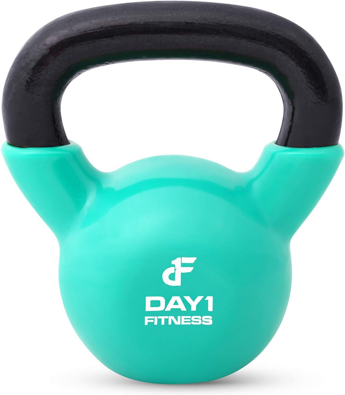Kettlebell Weights Vinyl Coated Iron by Day 1 Fitness- 10 Sizes Available, 5-50 Pounds - Coated for Floor and Equipment Protection, Noise Reduction - Free Weights For Ballistic, Core, Weight Training