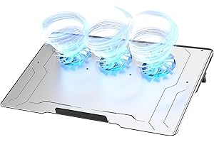 KeiBn Upgrade Laptop Cooling Pad(A9 Pro),KeiBn All Aluminum-Alloy Laptop Cooler Fan for 10-17.3 Inches, 10 Modes RGB Color Light, 3 Heights Stand, 2 USB Ports, Space Gray