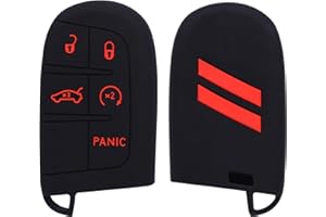 GZSH Key Fob Cover for Dodge Accessories 5 Button Key Fob Case Silicone Key Fob Cover Replacement Remote Control Key Fob Shell Fit for Dodge Challenger Charger Dart Durango Journey |Bright Red Design|