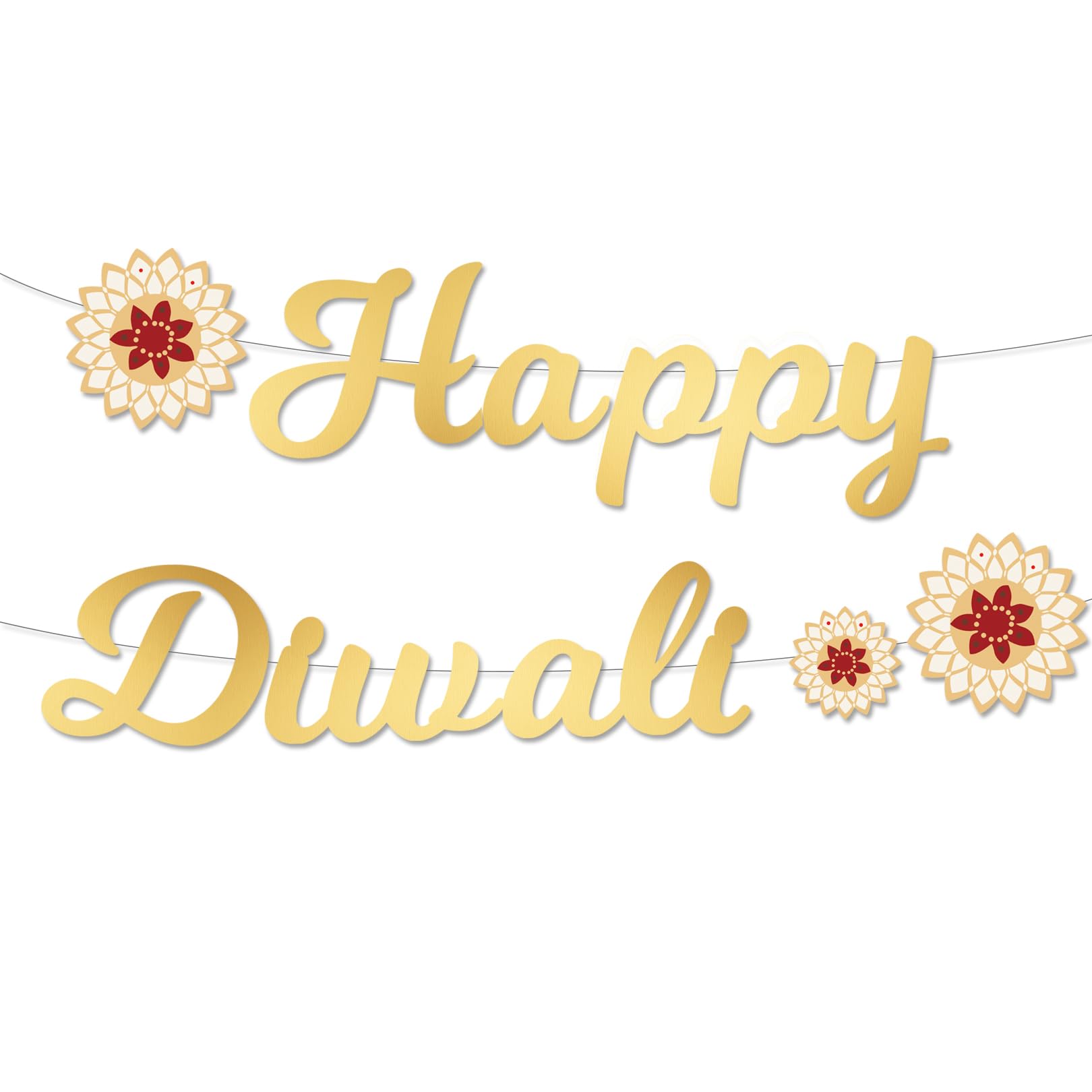 Happy Diwali Gold Letter Banner - Festival of Lights Decorations for Indoor Outdoor House Party - Hindu Celebration Supplies