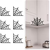 Wenqik 6 Pcs Halloween Spider Web Cabinet Decor 3D Felt Stickers, Black | Self-Adhesive Spider Web Spooky Wall Decor, Reusable, Kitchen Cabinet Corner Window Bookshelf, Haunted House Party