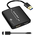 USB3.0 to HDMI+DisplayPort Adapter - HDMI 4K+DP 5K@60Hz Ultra HD - Built-in DisplayLink DL6950 Chip - Extend Screen to Multi-Monitor Compatible with Windows,Mac OS,Android,Chrome OS,Ubuntu(HDMI+DP)