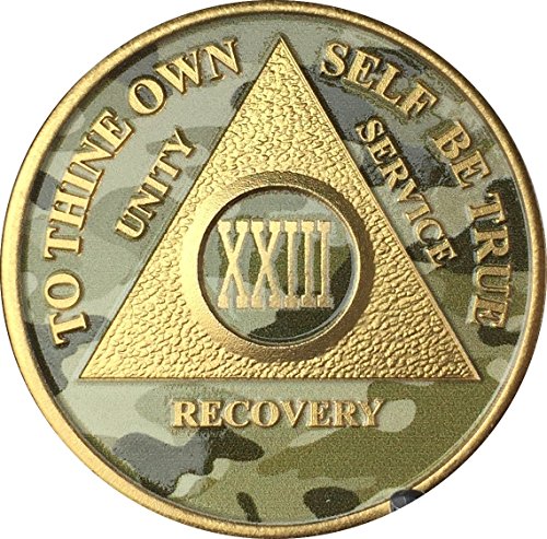 23 Year AA Medallion Camo Gold Plated Anniversary Chip Camouflage Color