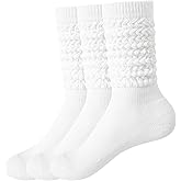 Lymeappse Slouchy Socks for Women 3 Pairs Chunky Scrunch Knee High Boot Long Tube Slouch Sock, Size 5-11