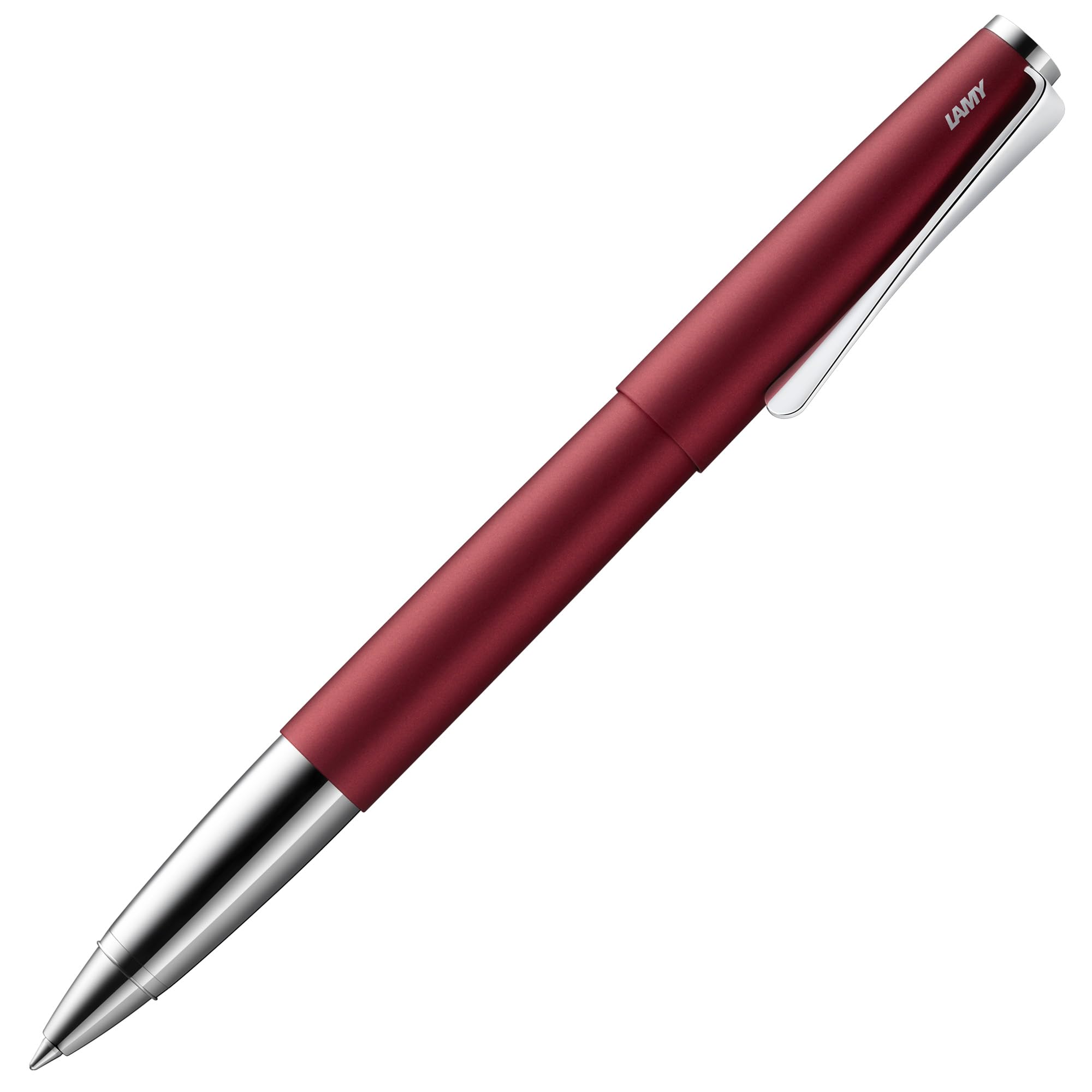 Lamy studio royalred - rollerball pen in elegant metal barrel - with propeller-shaped clip & in line width M M 63 rollerball refill in black
