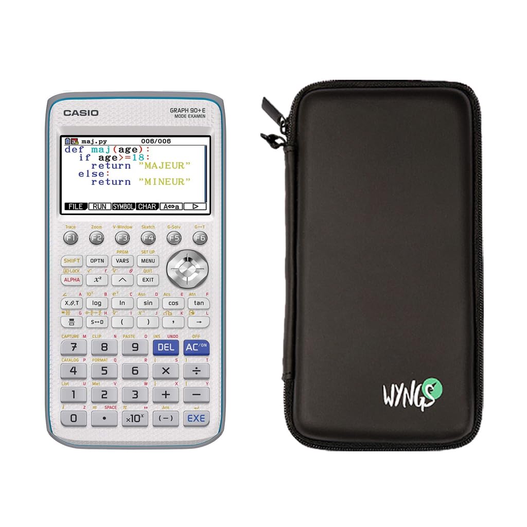 Casio Graph 90+E including a WYNGS protective case in Black - Basic Set (French)