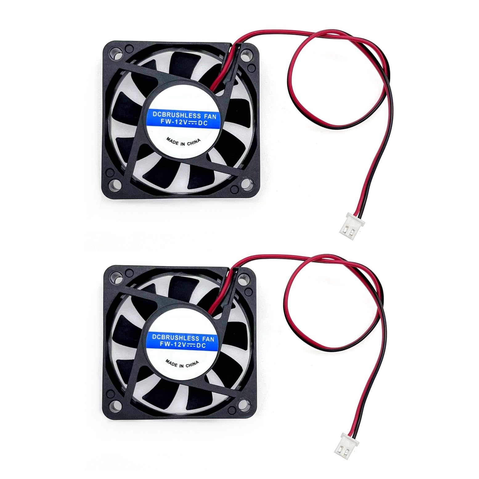 JZK 2PCS 60 x 60 x 15 mm 2pin DC 12V mini silent cooling fan with wires, 6015 small quiet cooling fan 60mm, 6cm miniature brushless DC fan 12V, 3D printer fan with cable, heatsink fan