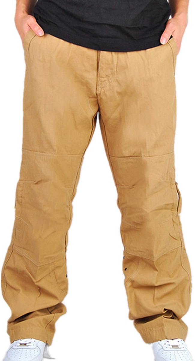 Cresay Men's Cotton Vintage Outdoors Work Wear Cargo Pants Trousers