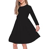 Jorssar Girls Tie Dye Dress Clothes Kids Cotton Long Sleeve School Twirly Skater Dress Size 5-12 Years