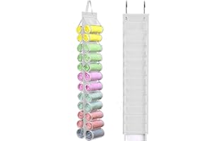 RZMAYIS Legging Storage Bag Hanger - Can Hold 24 Leggings, Shirts or Jeans - Foldable Clothes Organizer, Portable Closet Roll Holder (White)