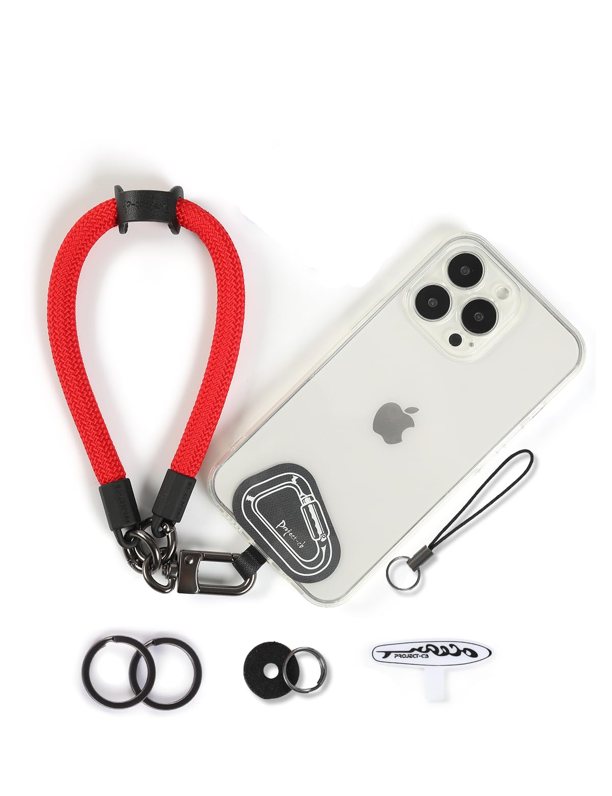 project-cb Hand Wrist Phone Strap,Tether Tab 2,Cell Phone Case Holder,Wristlet Strap for Camera,Lanyard Patch (Red, 30cm)