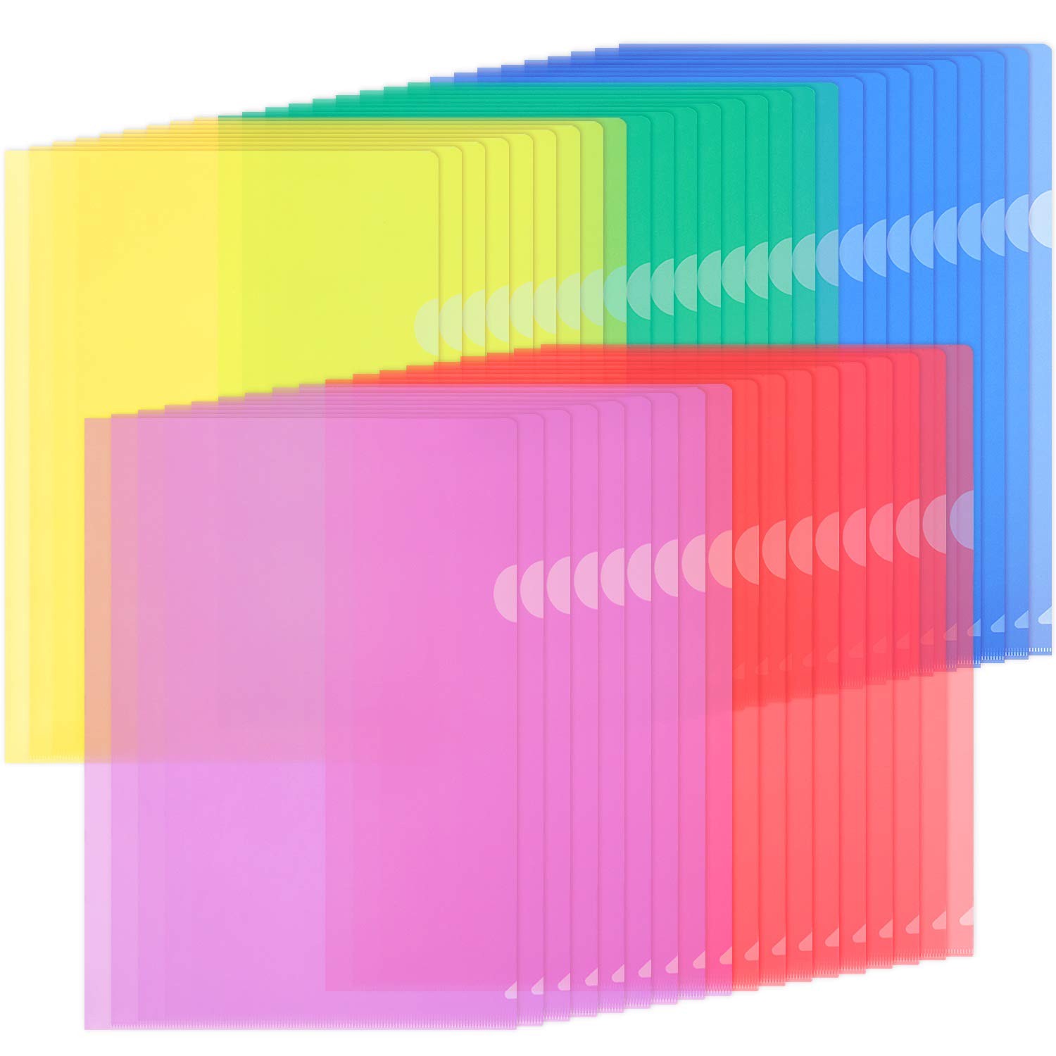 ZCZN A4 Plastic Sleeves, 45pcs Coloured Cut Flush Folders for Paperwork, Report, Project, Presentation, Pack of 45 — image 1