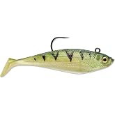 Storm WildEye Swim Shad Soft Plastic Swimbait, Paddle Tail Fishing Bait for Bass and Freshwater Fishing, 3", Yellow Perch, Pack of 3