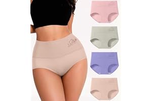 Womens Underwear High Waisted Cotton Underwear for Women Swan Print Pattern Tummy Control Ladies Panties Full Coverage Briefs