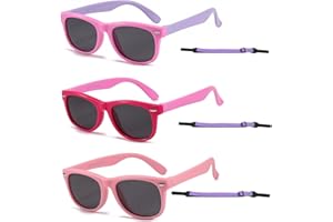 3 Pack Kids Polarized Sunglasses For Girls Boys, Toddler Sunglasses Flexible TPEE Rubber Frame for Children Age 3-8